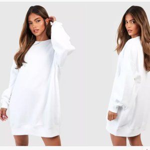 Women's Boohoo Super oversized White Sweat Dress Brand New w/ Tags, never worn